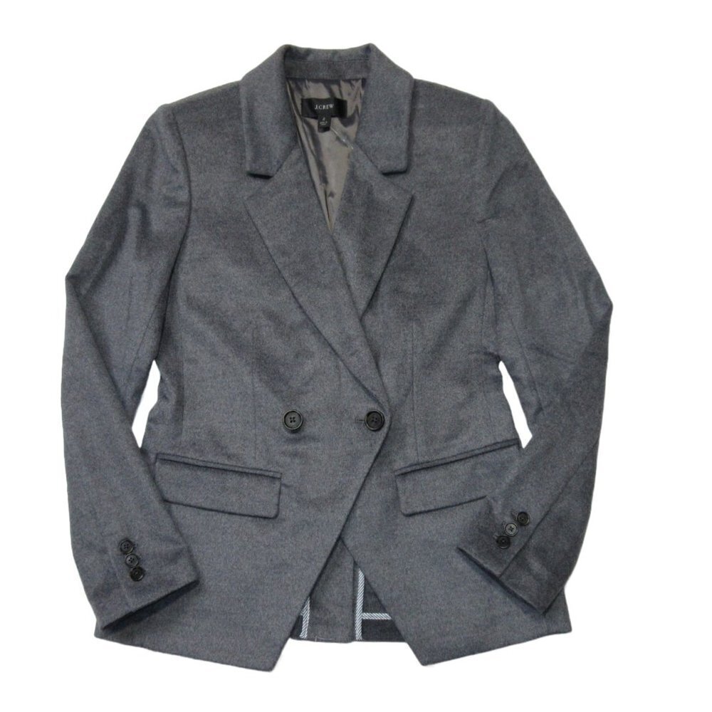 NWT J. Crew Devon Blazer in Heather Gray Drapey Flannel Double-Breasted Jacket 2
